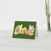 イースターバニーとおもしろい文字グリーティングカード シーズンカード (正面)