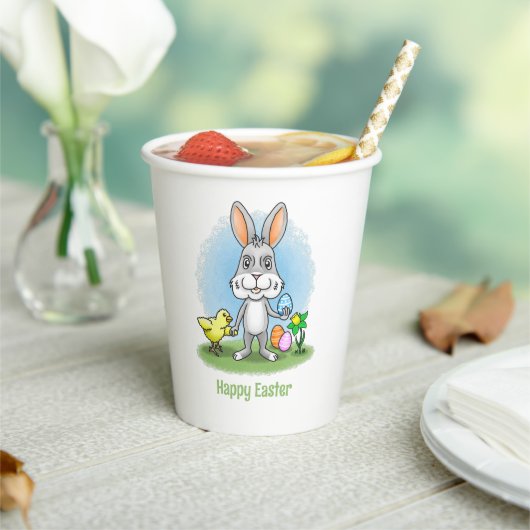 イースターバニーとかわいいひよこ 紙コップ (インサイチュ)