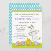 イースターバニーとひよこ イースターエッグハントへの招待 招待状 (正面/裏面)