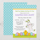 イースターバニーとひよこ イースターエッグ ハント ご招待 招待状 (正面/裏面)