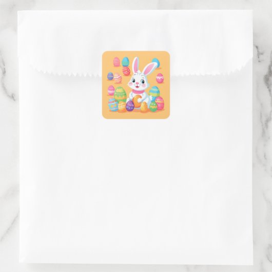 イースターバニーとイースターエッグのステッカーシート スクエアシール (バッグ)