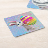 イースターバニーとイースターエッグセット紙コースター スクエアペーパーコースター (アングル)