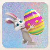 イースターバニーとイースターエッグセット紙コースター スクエアペーパーコースター (正面)
