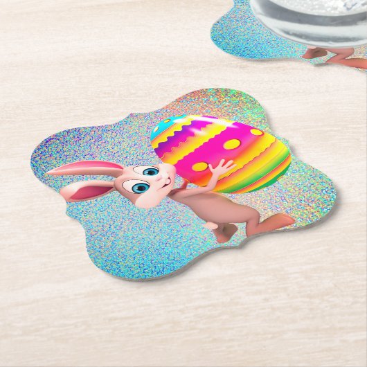 イースターバニーとイースターエッグセット紙コースター ペーパーコースター (アングル)