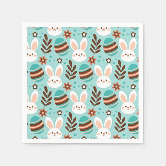 イースターバニーとエッグズナプキン スタンダードカクテルナプキン (正面)