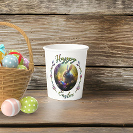 イースターバニーとエッグバスケット付き雛 紙コップ