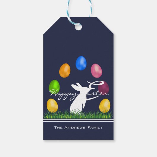 イースターバニーとエッグパーソナライズされた ギフトタグ (裏面)