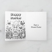 イースターバニーとエッグ | 内側の色付けページ カード (内部)