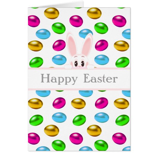 イースターバニーとカラフルな卵（白背景） (正面)