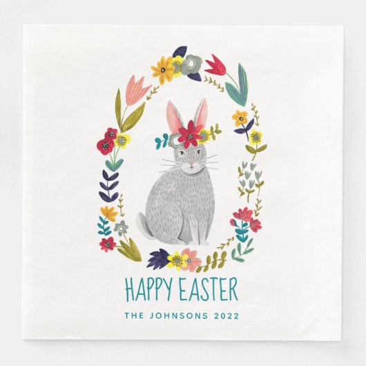 イースターバニーとカラフルの花 (正面)