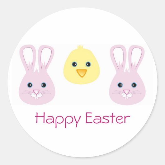 イースターバニーとシック、ハッピーイースター ラウンドシール (正面)