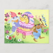 イースターバニーとシック ポストカード (正面)