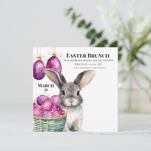 イースターバニーとセイズイースターエッグのバスケット 招待状 (スタンド正面)