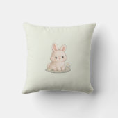 イースターバニーとチビの花柄スロー枕 クッション (裏面)