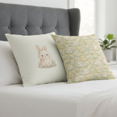 イースターバニーとチビの花柄スロー枕 クッション