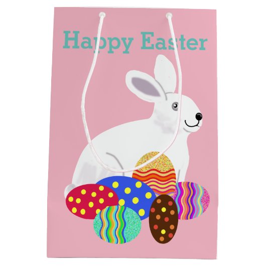 イースターバニーとチョコレートの卵 ミディアムペーパーバッグ (裏面)