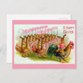 イースターバニーとニワトリ ポストカード (正面/裏面)