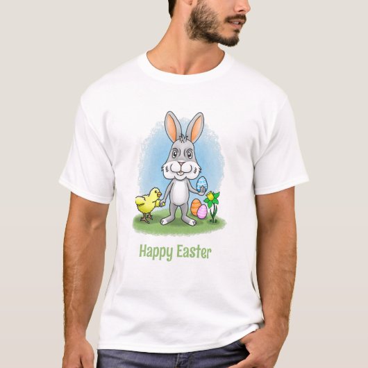 イースターバニーとニワトリ Tシャツ (正面)
