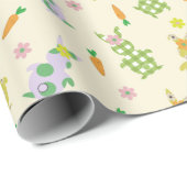 イースターバニーとニンジンのパターン ラッピングペーパー (ロールコーナー)