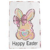 イースターバニーとハートと弓 ミディアムペーパーバッグ (正面)