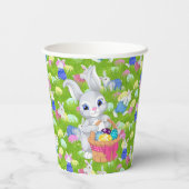 イースターバニーとバスケット卵狩りパーティー 紙コップ (裏面)
