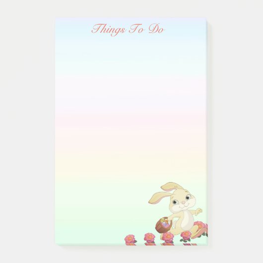 イースターバニーとフラワーオンパステルカラーシェード ポストイット (正面)