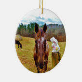 イースターバニーとブラウンの馬 セラミックオーナメント (右)