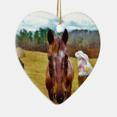 イースターバニーとブラウンの馬 セラミックオーナメント (右)