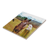 イースターバニーとブラウンの馬 タイル (側面)