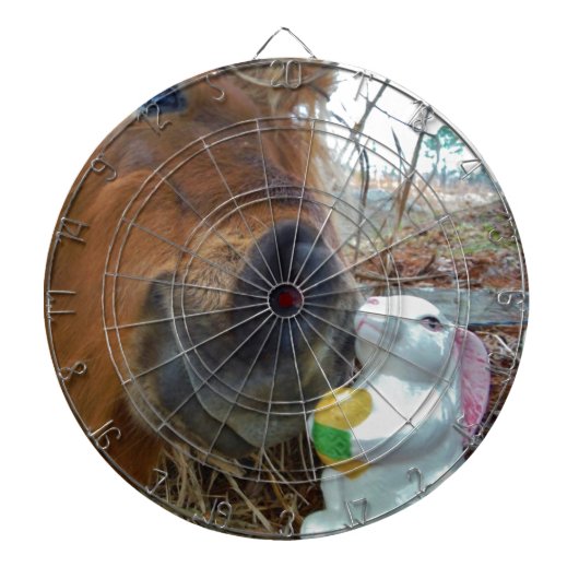 イースターバニーとブラウンの馬 ダーツボード (正面)