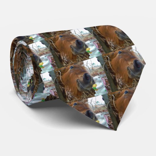 イースターバニーとブラウンの馬 ネクタイ (ロール)