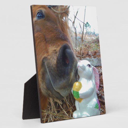 イースターバニーとブラウンの馬 フォトプラーク (側面)