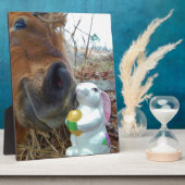 イースターバニーとブラウンの馬 フォトプラーク (側面)