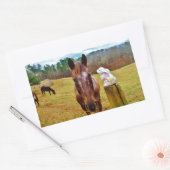 イースターバニーとブラウンの馬 長方形シール (封筒)