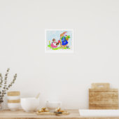 イースターバニーとヘディ・ハリネズミ ポスター (キッチン)