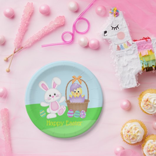 イースターバニーとベビーシック ペーパープレート (パーティー)