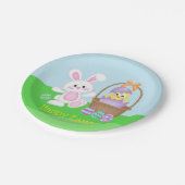 イースターバニーとベビーシック ペーパープレート (アングル)