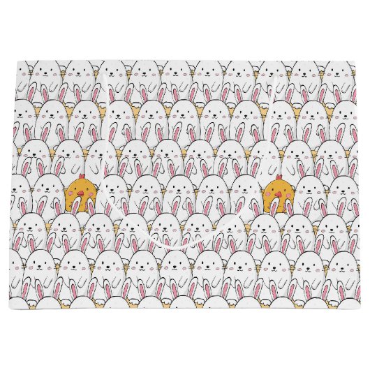 イースターバニーとベビーチックス ラージペーパーバッグ (正面)