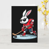 イースターバニーとホッケー カード (黄色い花)