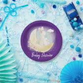 イースターバニーとムーンパープルガール赤ちゃんシャワー ペーパープレート (パーティー)