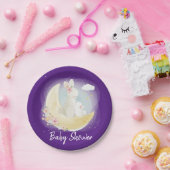 イースターバニーとムーンパープルガール赤ちゃんシャワー ペーパープレート (パーティー)