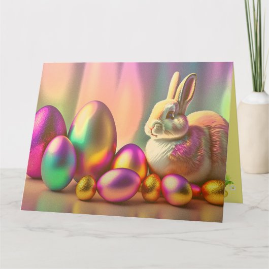 イースターバニーと光沢のある卵コレクション カード (正面)