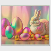 イースターバニーと光沢のある卵コレクション ラッピングペーパー (フラット)