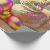 イースターバニーと光沢のある卵コレクション ラッピングペーパー (角)