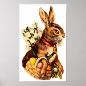 イースターバニーと卵と花 ポスター (正面)