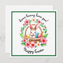 イースターバニーと卵のかご