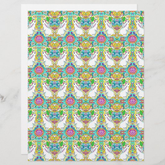 イースターバニーと卵のスクラップブック紙 (正面/裏面)