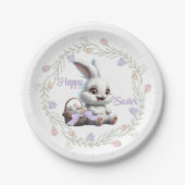 イースターバニーと卵のバスケットパーティープレート ペーパープレート (正面)