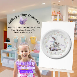 イースターバニーと卵のバスケットパーティープレート ペーパープレート