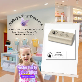 イースターバニーと卵のバスケット木製アートスタンプ ラバースタンプ